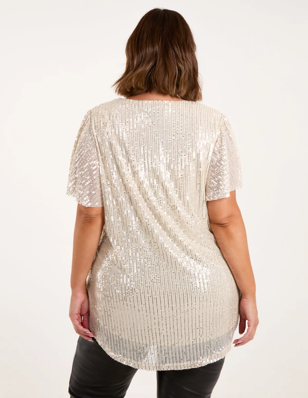 Curve Sequin Flutter Sleeve Top sold by Blue Vanilla product image thumbnail 4