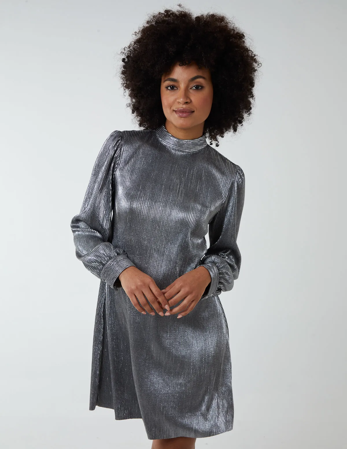 Plisse High Neck Shift Mini Dress sold by Blue Vanilla product image thumbnail 3