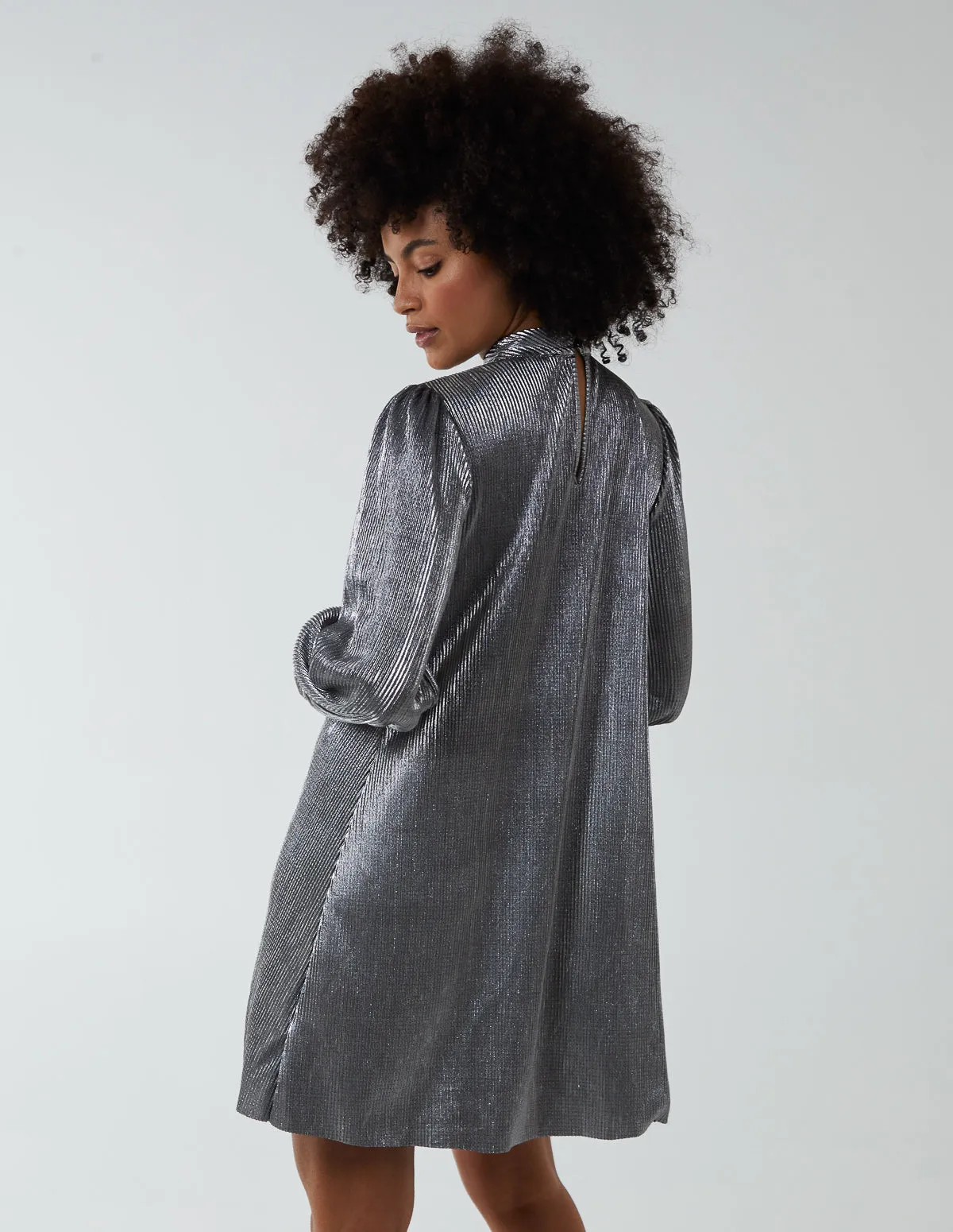 Plisse High Neck Shift Mini Dress sold by Blue Vanilla product image thumbnail 4