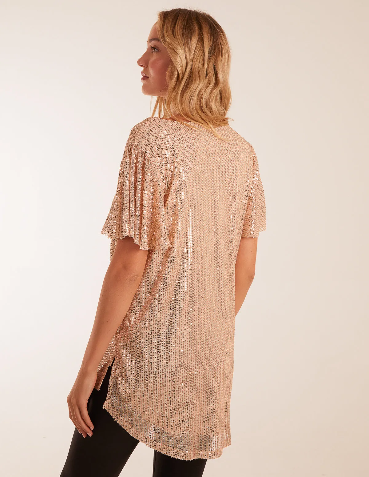 Angel Sleeve V Neck Sequin Top sold by Blue Vanilla product image thumbnail 3