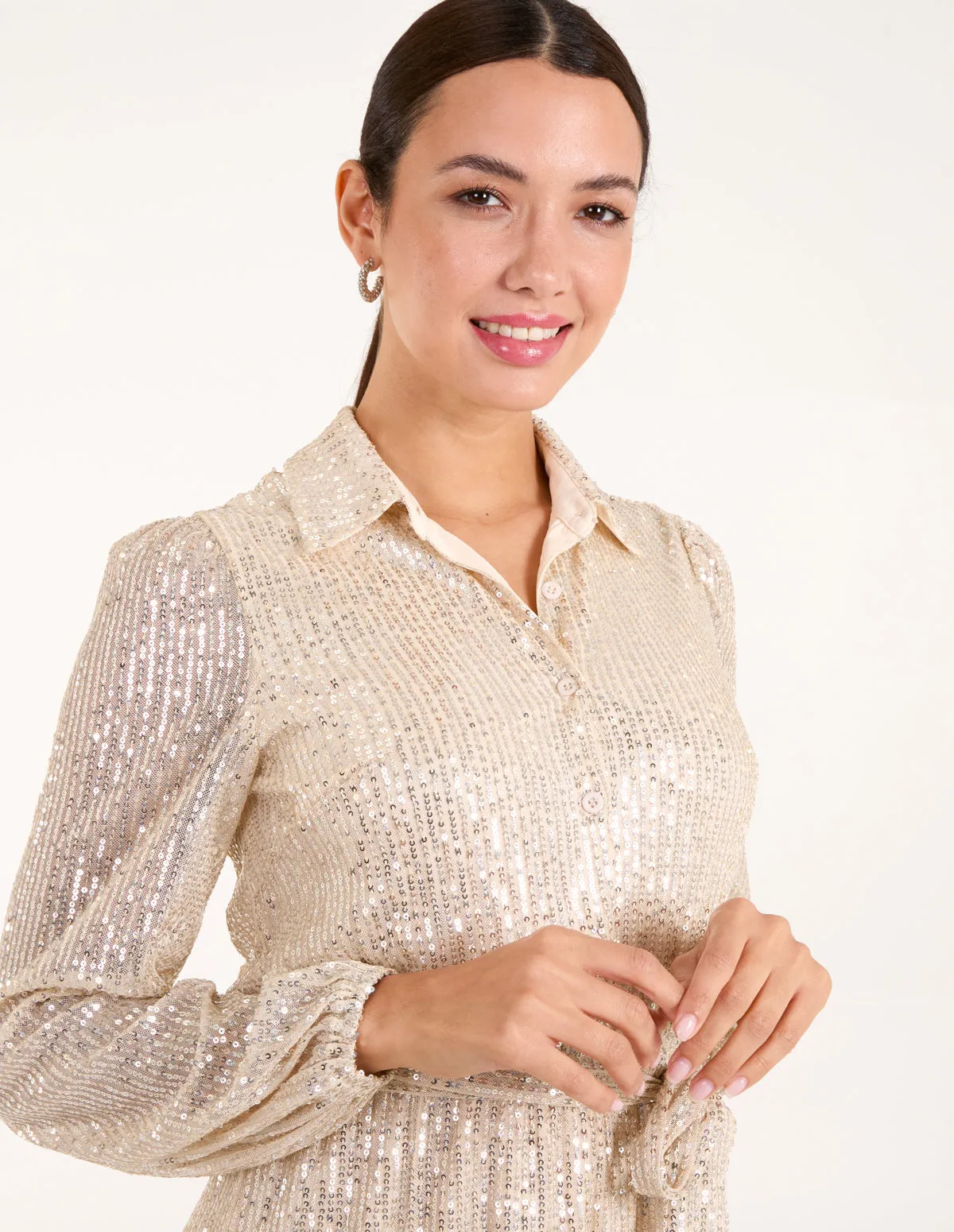 Sequin Shirt Dress sold by Blue Vanilla product image thumbnail 5