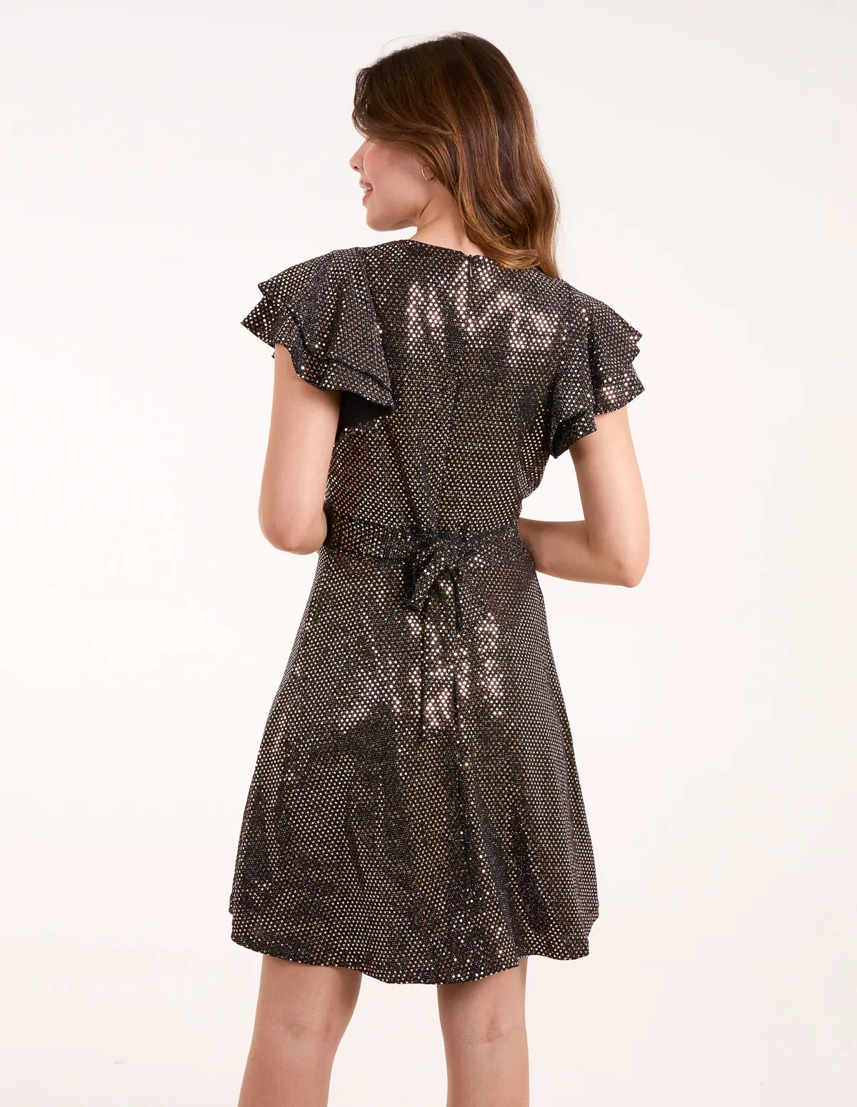 Mirror Shimmer Frill Sleeve Dress sold by Blue Vanilla product image thumbnail 4