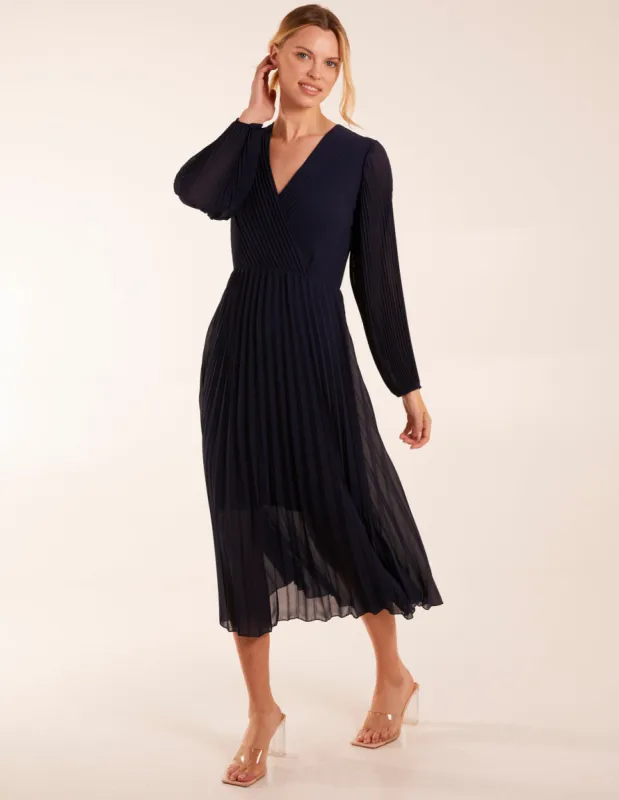 Wrap Front Pleated Midi Dress sold by Blue Vanilla