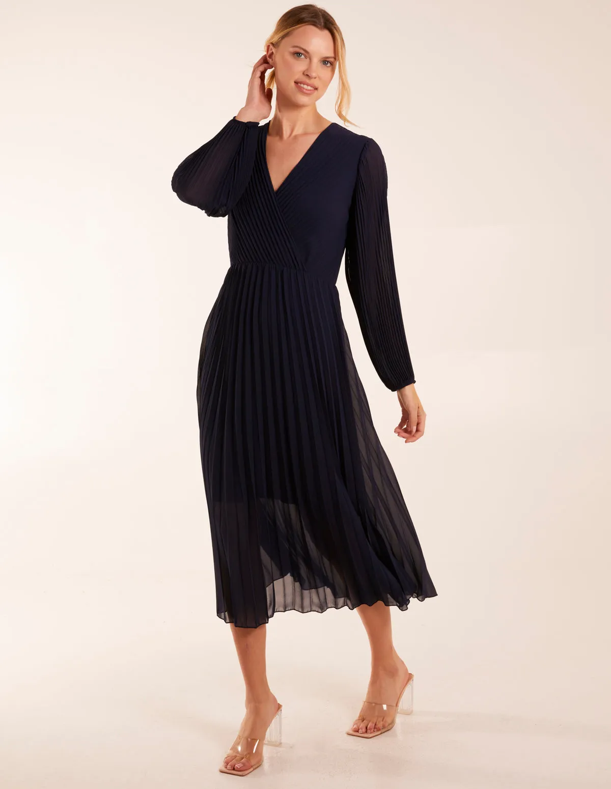 Wrap Front Pleated Midi Dress sold by Blue Vanilla