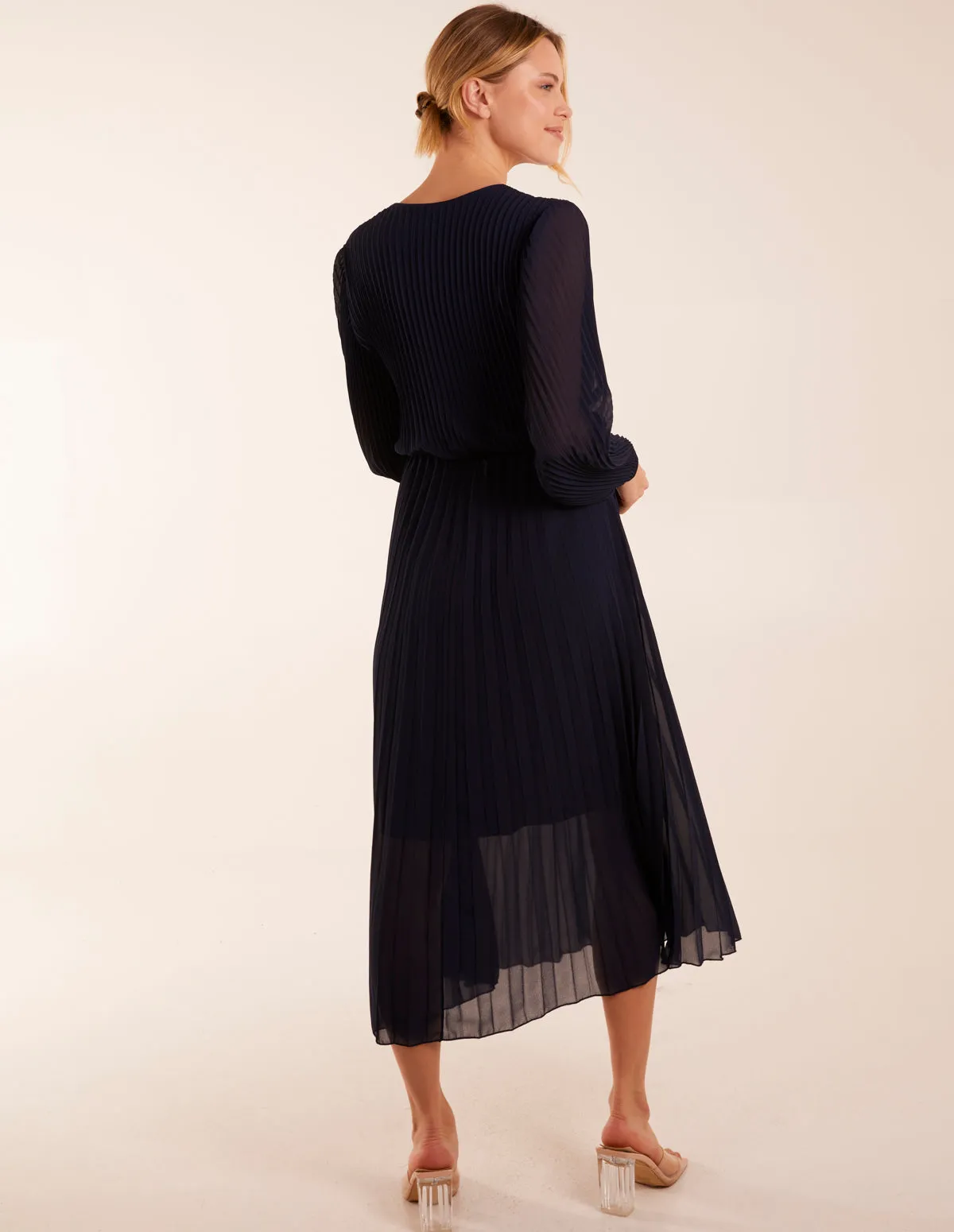 Wrap Front Pleated Midi Dress sold by Blue Vanilla product image thumbnail 4