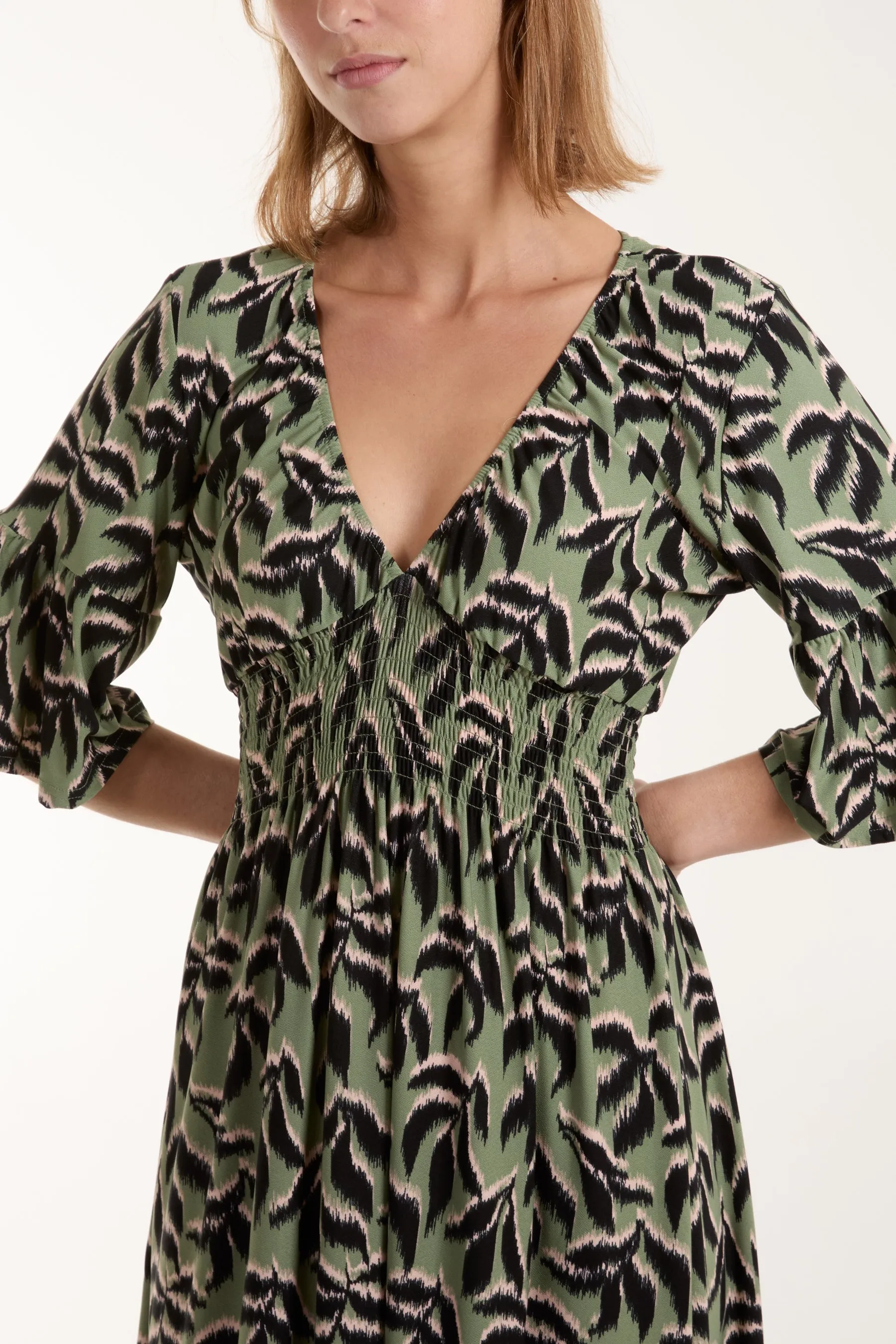 Elasticated Neck Shirred Waist Midi Dress sold by Blue Vanilla product image thumbnail 2