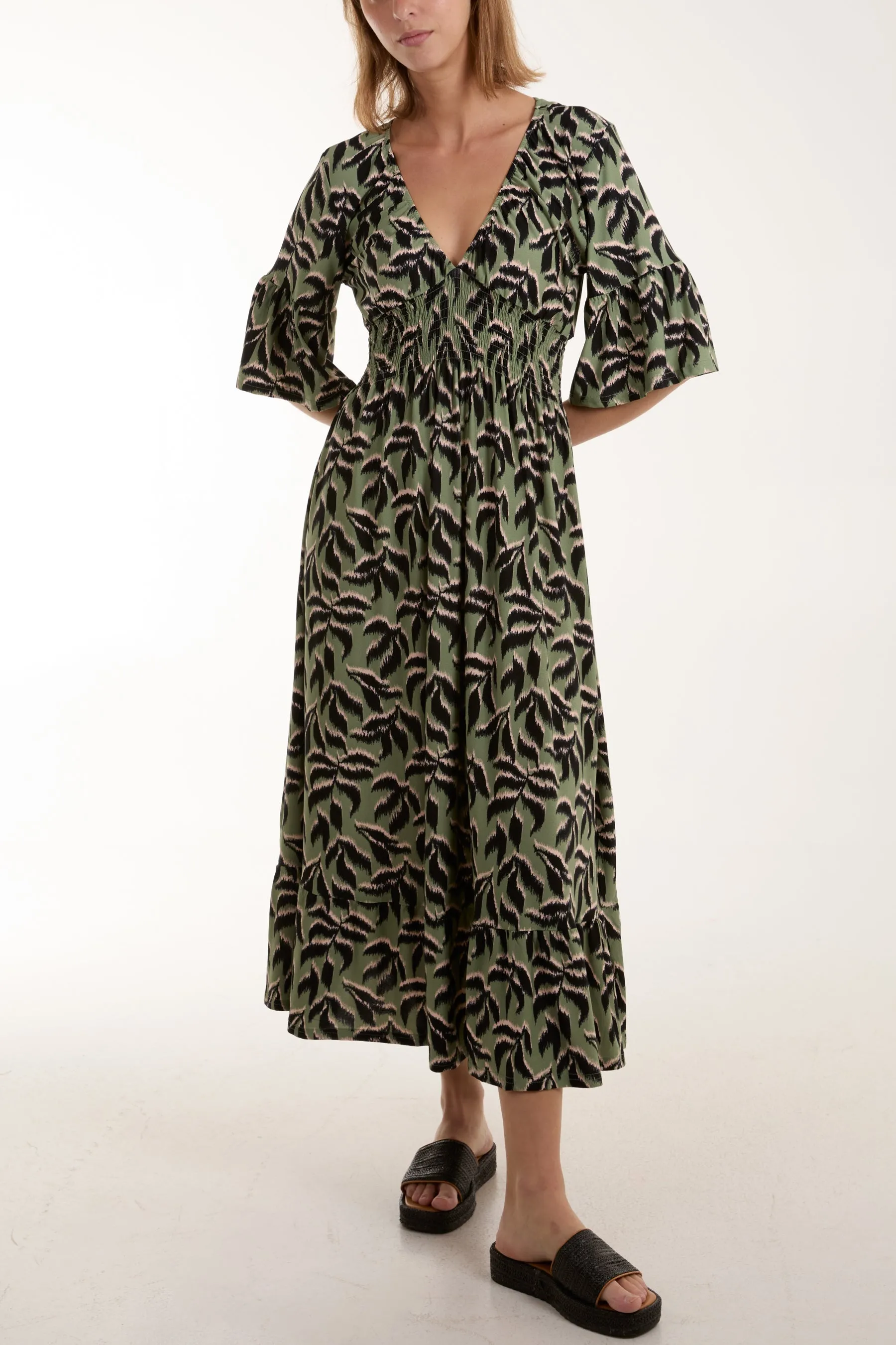 Elasticated Neck Shirred Waist Midi Dress sold by Blue Vanilla product image thumbnail 3