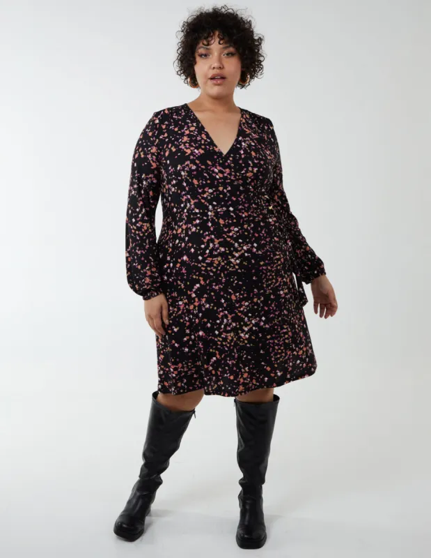 Curve Abstract Print Buckle Front Wrap Dress sold by Blue Vanilla