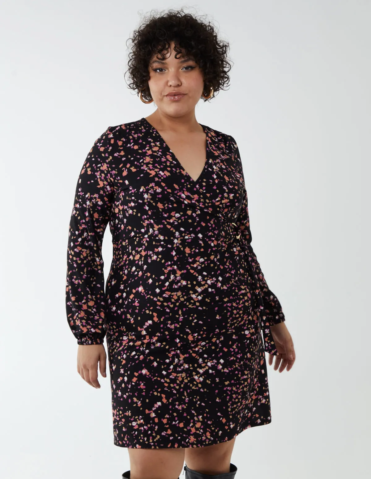 Curve Abstract Print Buckle Front Wrap Dress sold by Blue Vanilla product image thumbnail 3