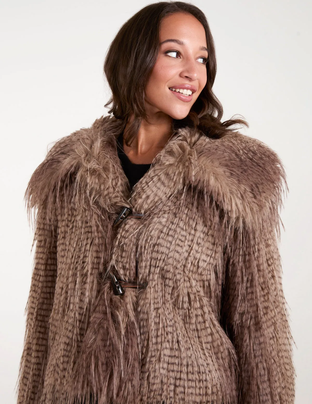 Toggle Detail Faux Fur Coat sold by Blue Vanilla product image thumbnail 3