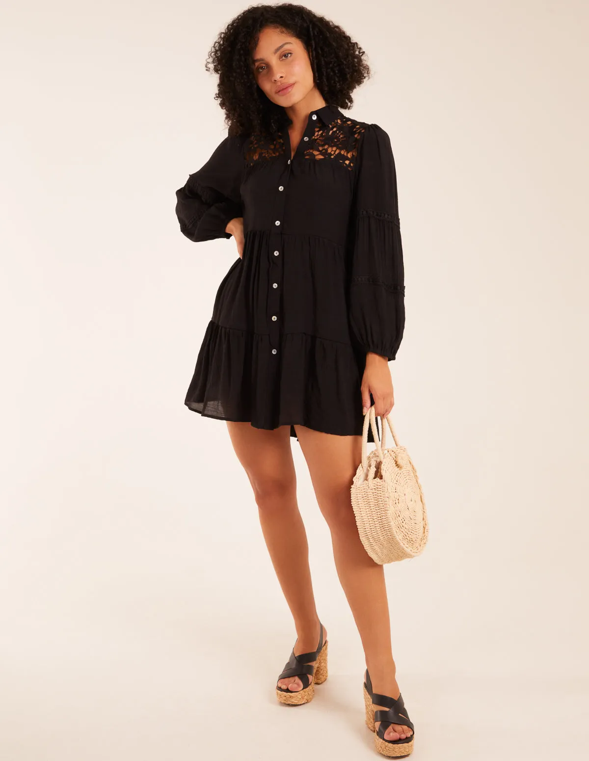 Crochet Insert Oversized Shirt Dress sold by Blue Vanilla product image thumbnail 5