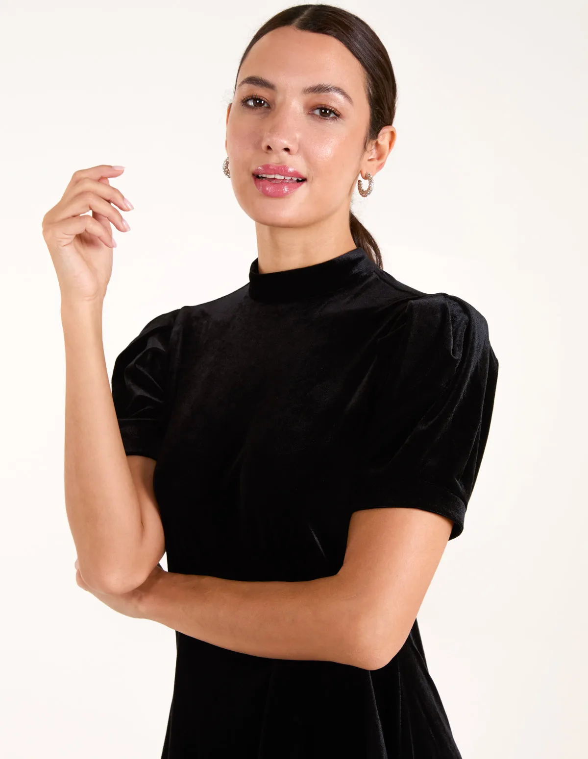 Velvet Puff Sleeve Dress sold by Blue Vanilla product image thumbnail 3