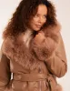 Hooded Zip Fur Cropped Leather Look Jacket sold by Blue Vanilla