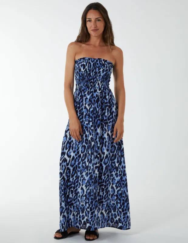 Bandeau Shirred Maxi Dress sold by Blue Vanilla