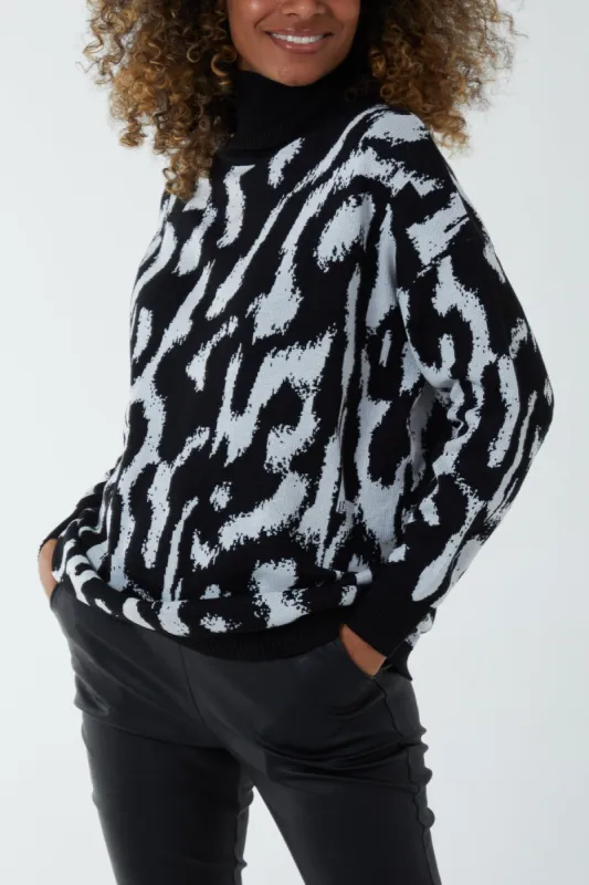 Abstract Animal Roll Neck Jumper sold by Blue Vanilla
