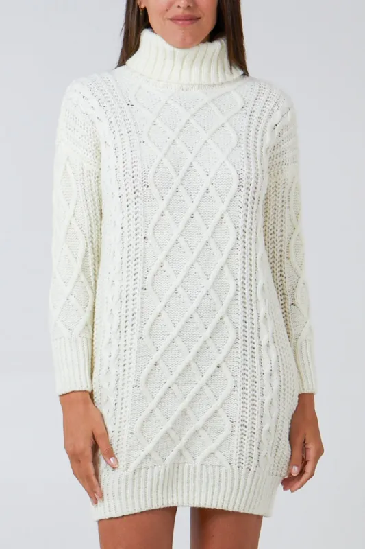 Cable Knit Roll Neck Jumper Dress sold by Blue Vanilla