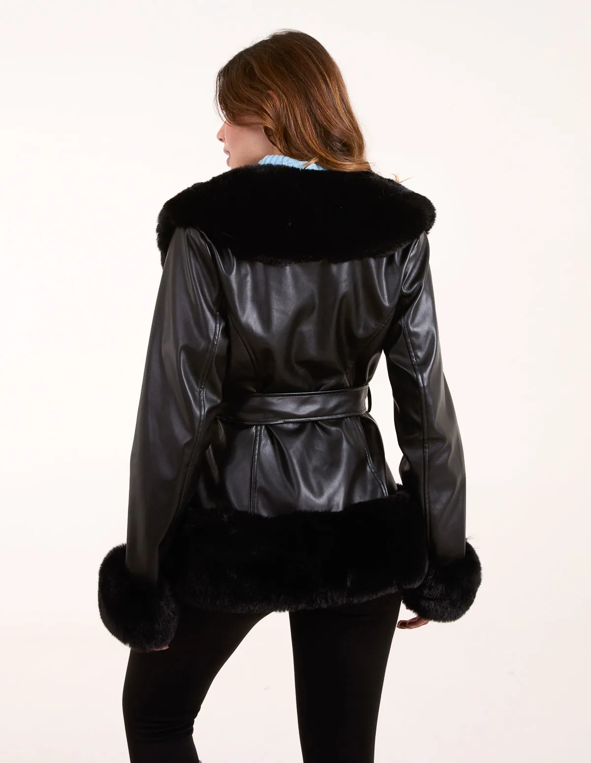 Panel Fur Pu Belted Coat sold by Blue Vanilla product image thumbnail 5