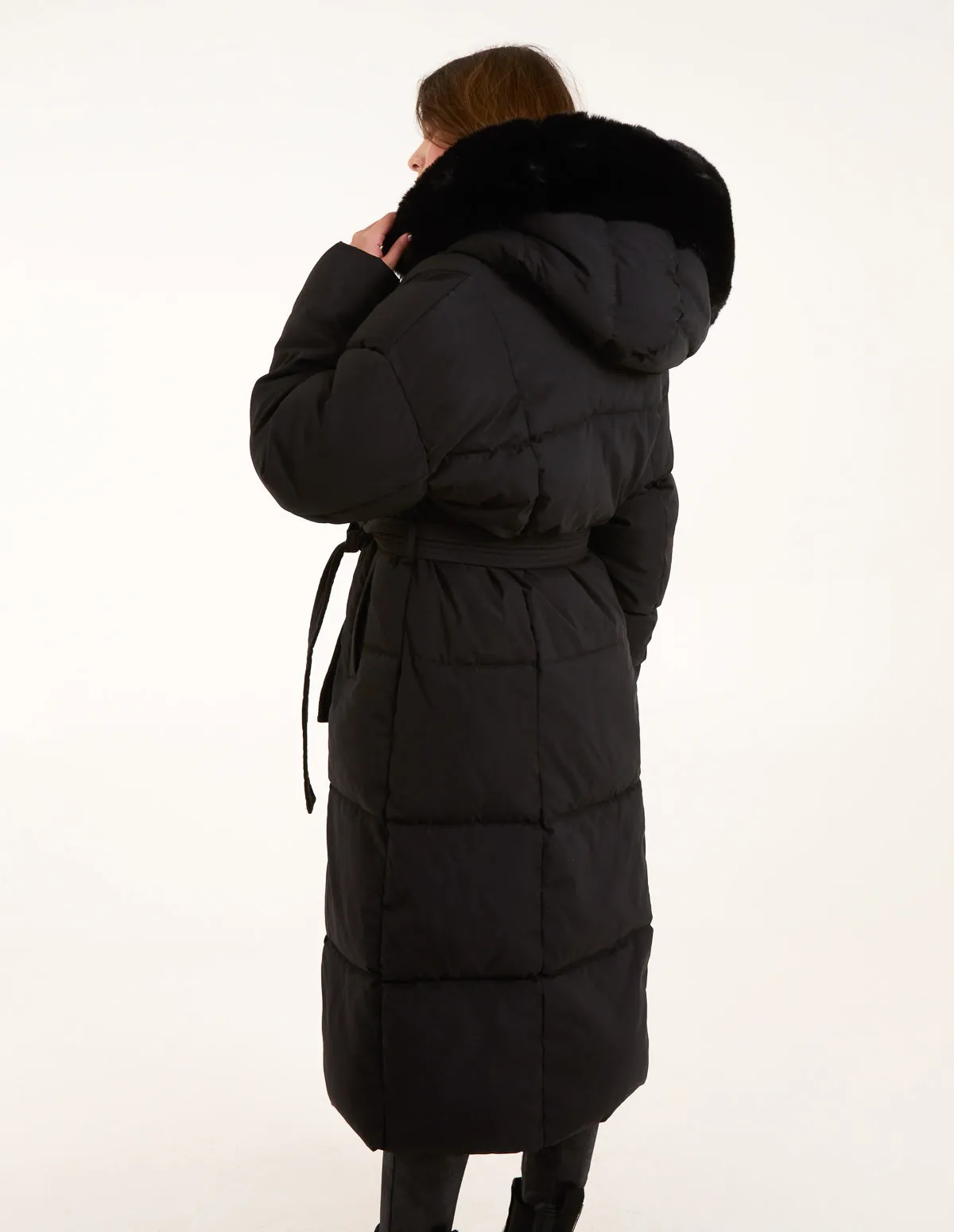 Quilted Puffer Coat With Fur Hood sold by Blue Vanilla product image thumbnail 4