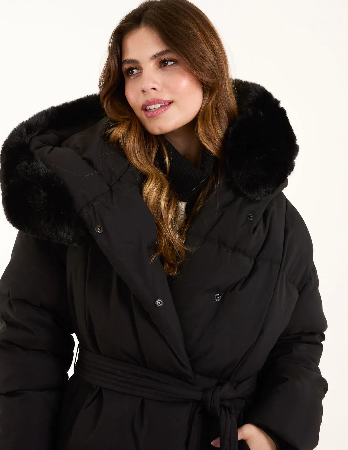 Quilted Puffer Coat With Fur Hood sold by Blue Vanilla product image thumbnail 2