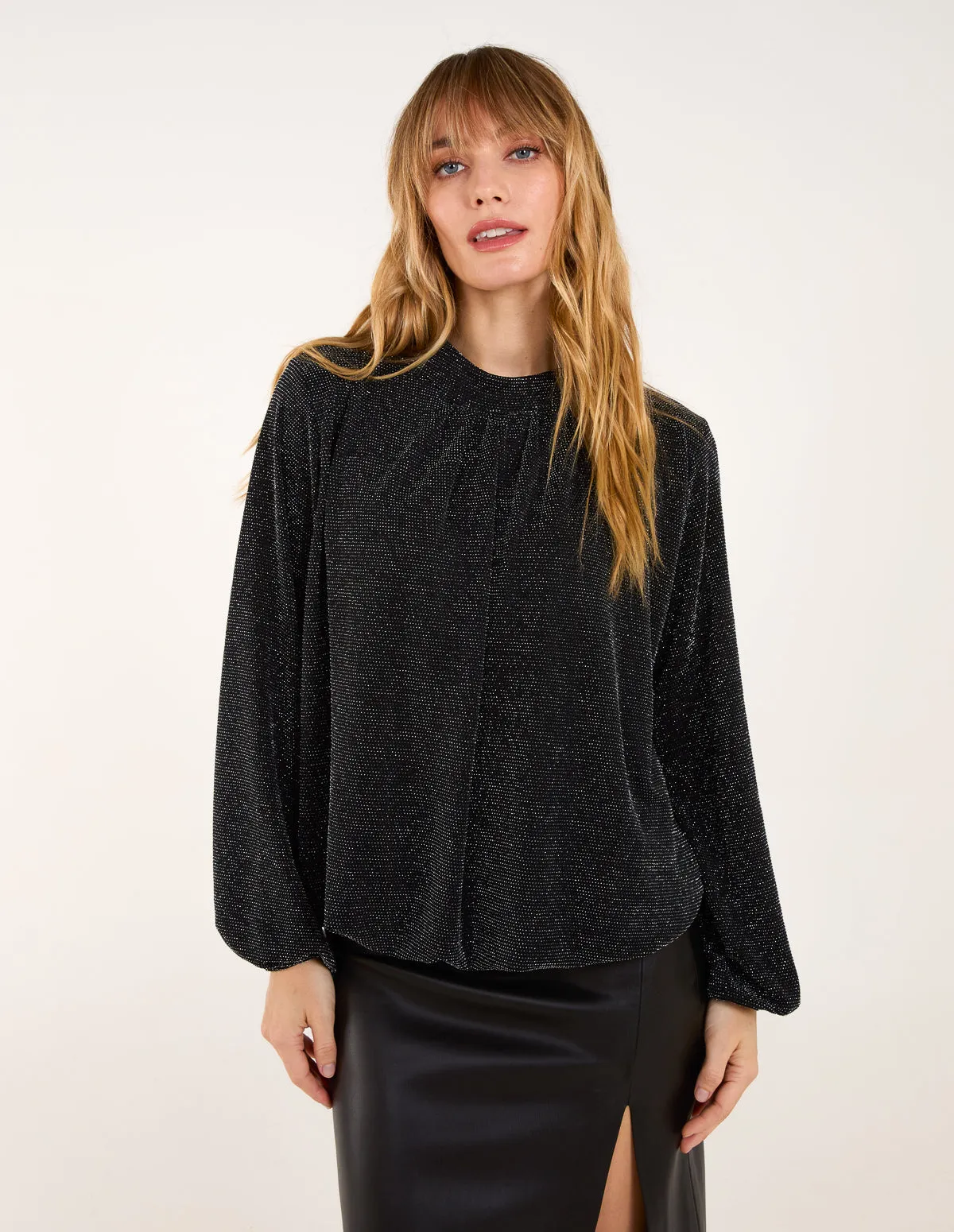 Metallic High Neck Puffball Top sold by Blue Vanilla