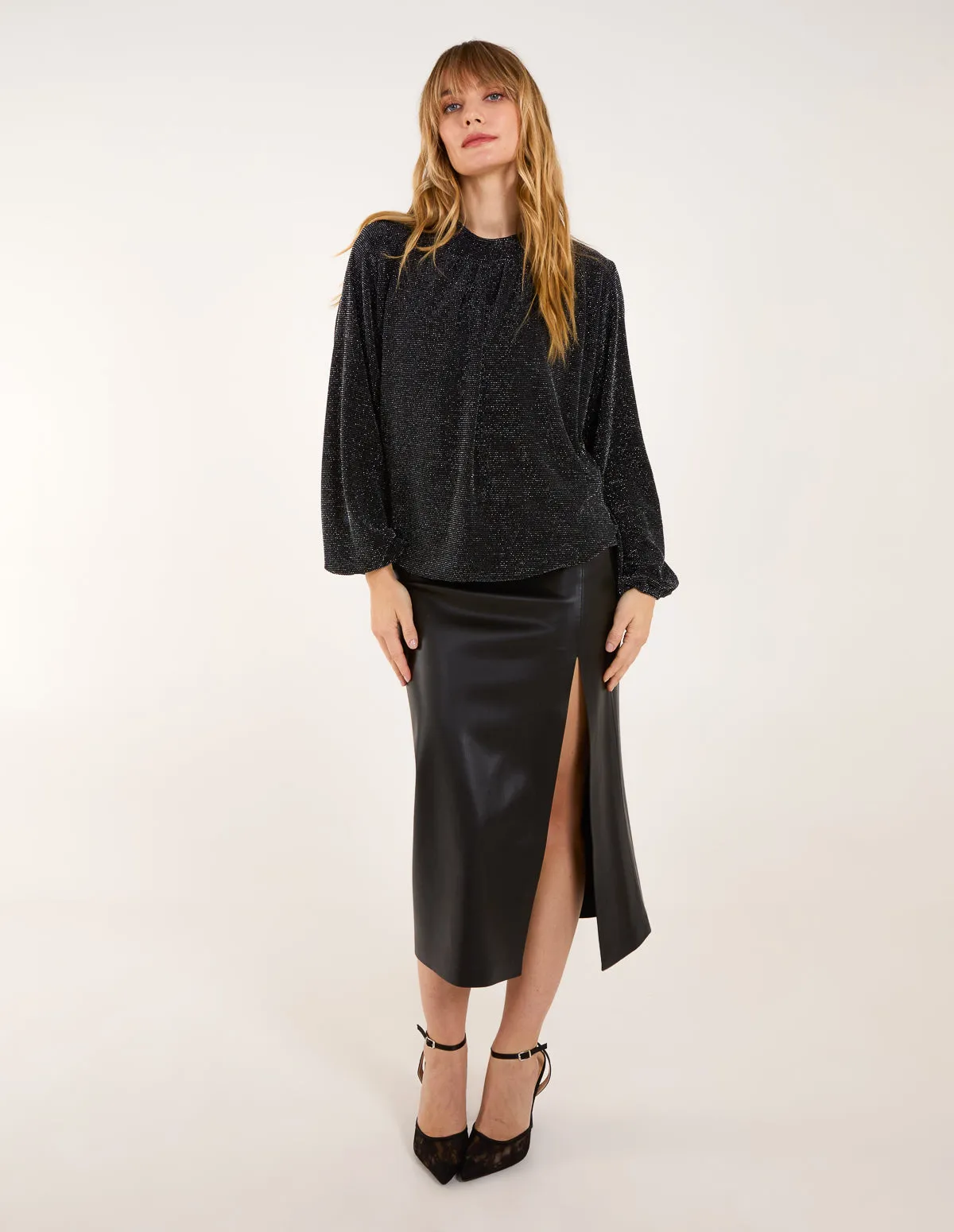 Metallic High Neck Puffball Top sold by Blue Vanilla product image thumbnail 3