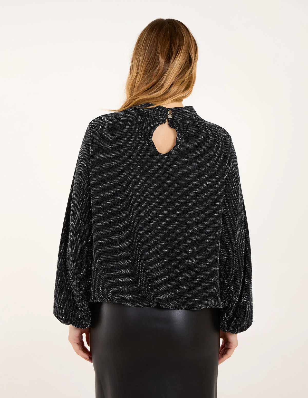 Metallic High Neck Puffball Top sold by Blue Vanilla product image thumbnail 5