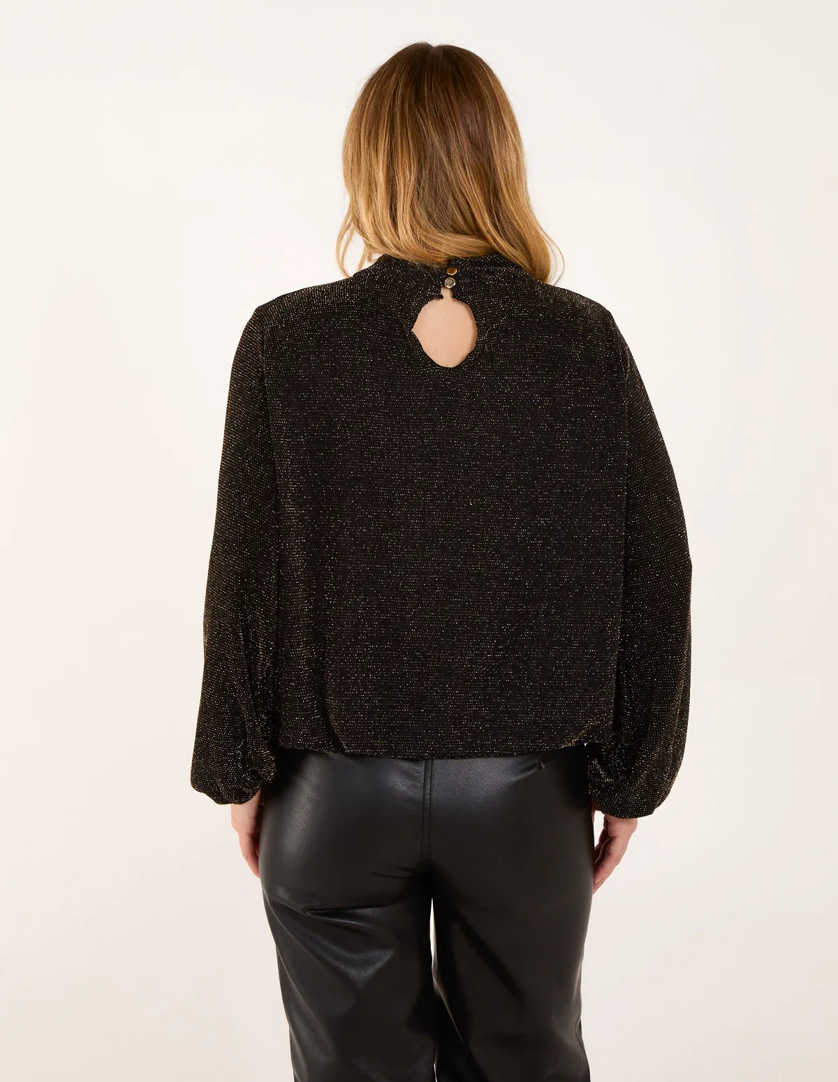 Metallic High Neck Puffball Top sold by Blue Vanilla product image thumbnail 4