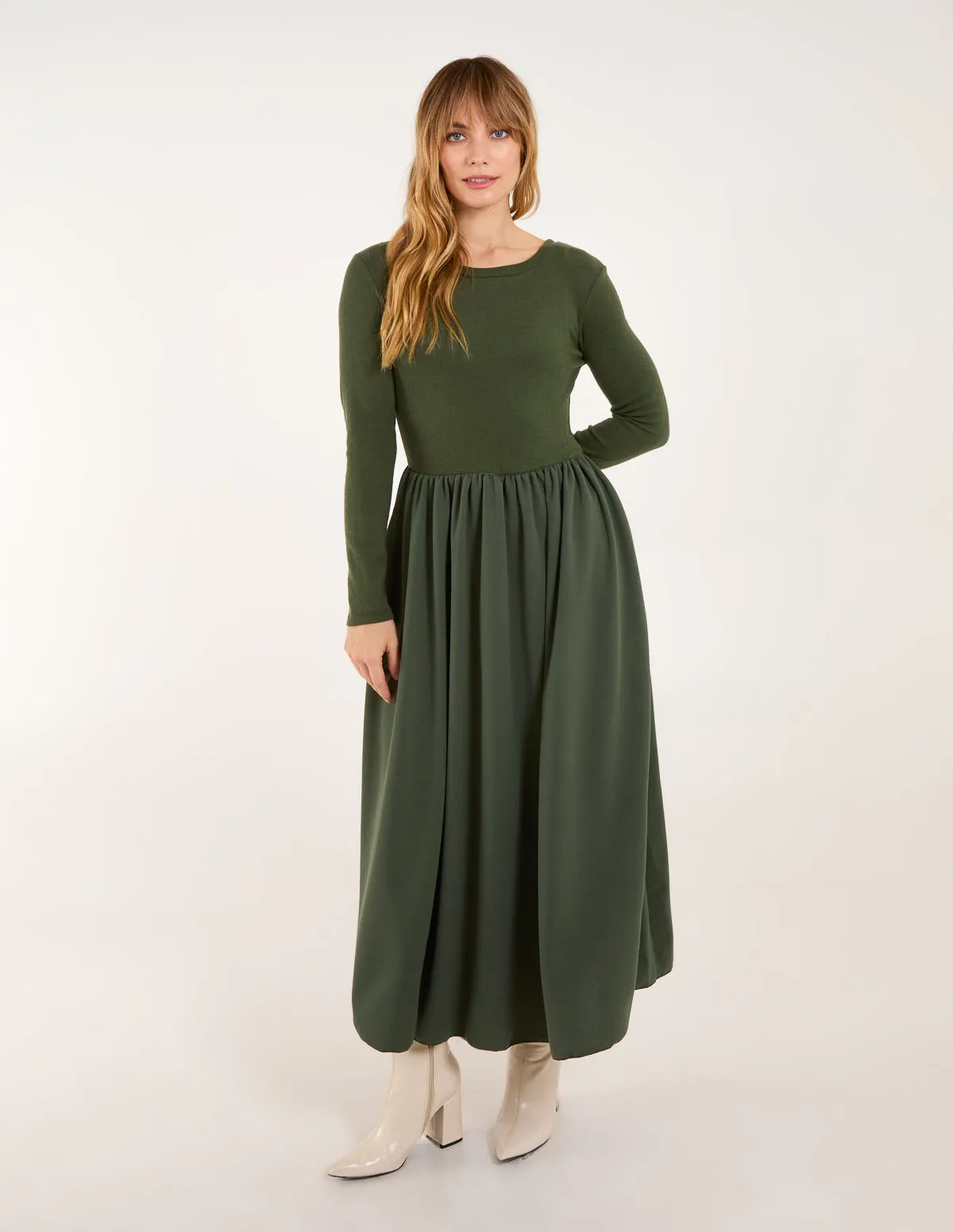 Long Sleeve Scuba Crepe Skirt Dress sold by Blue Vanilla product image thumbnail 2