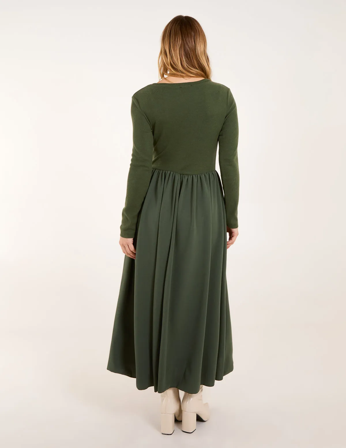 Long Sleeve Scuba Crepe Skirt Dress sold by Blue Vanilla product image thumbnail 4