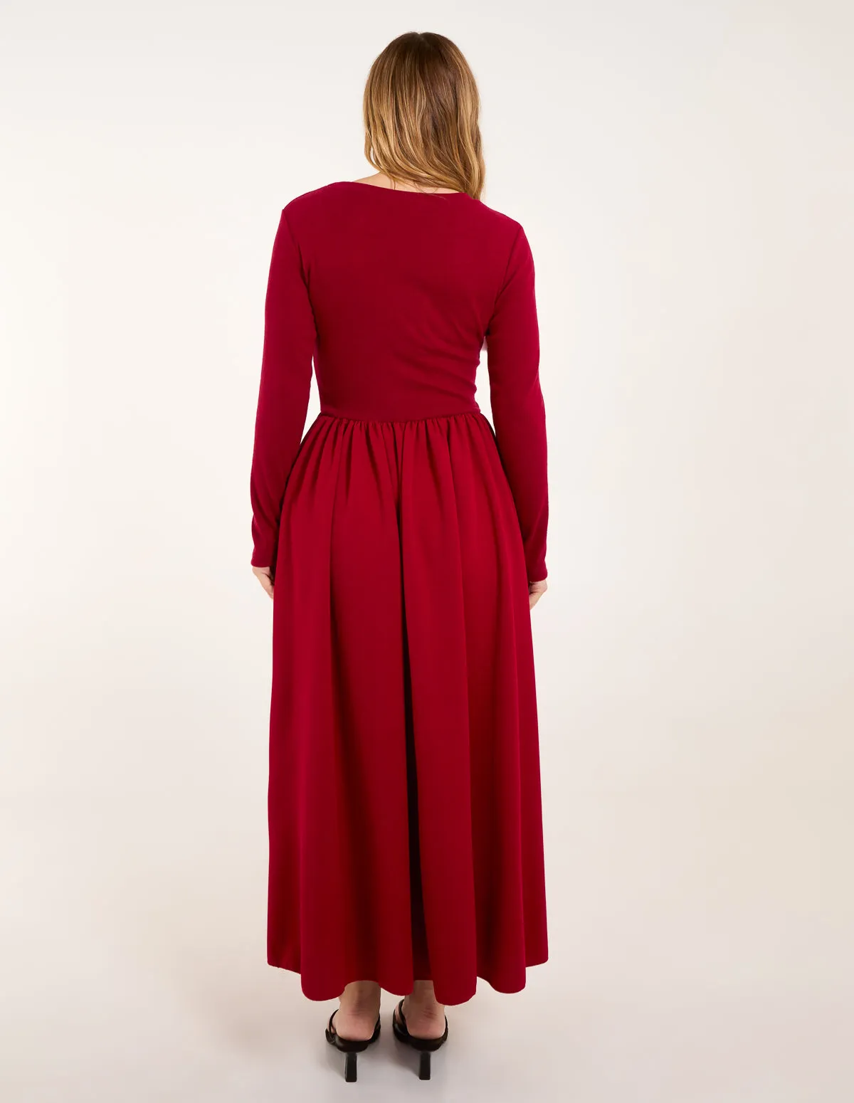 Long Sleeve Scuba Crepe Skirt Dress sold by Blue Vanilla product image thumbnail 4