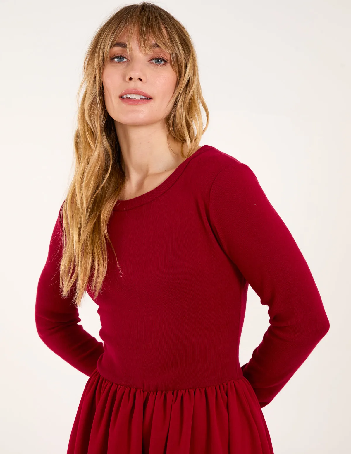 Long Sleeve Scuba Crepe Skirt Dress sold by Blue Vanilla product image thumbnail 3