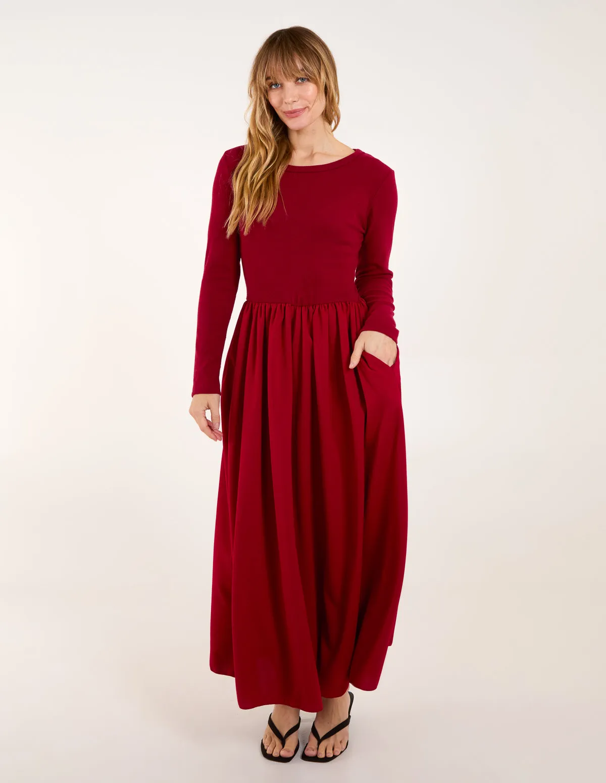 Long Sleeve Scuba Crepe Skirt Dress sold by Blue Vanilla product image thumbnail 2