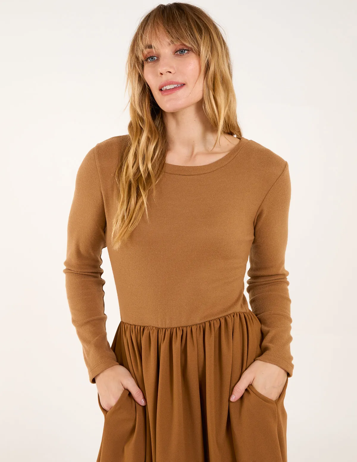 Long Sleeve Scuba Crepe Skirt Dress sold by Blue Vanilla product image thumbnail 2