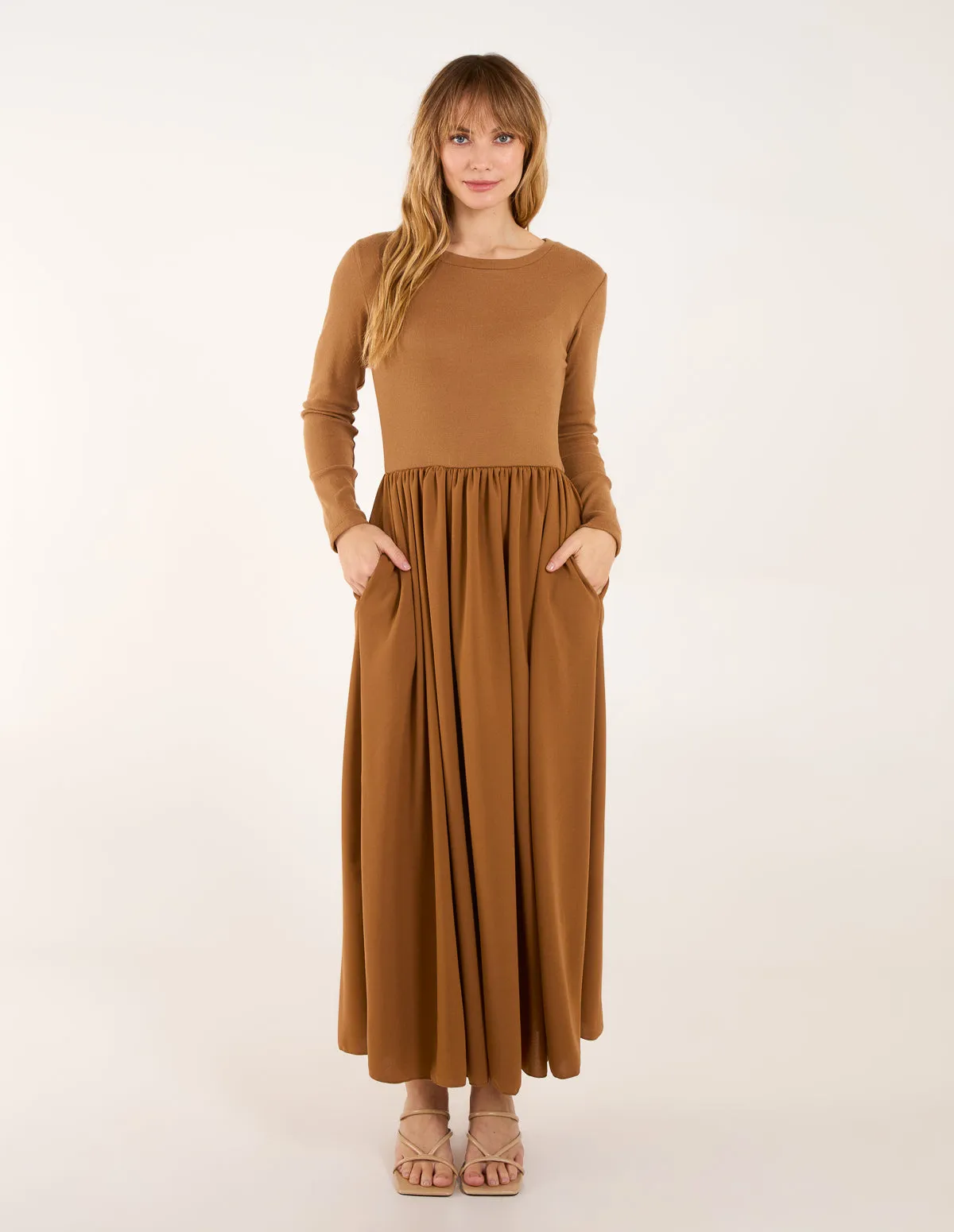 Long Sleeve Scuba Crepe Skirt Dress sold by Blue Vanilla