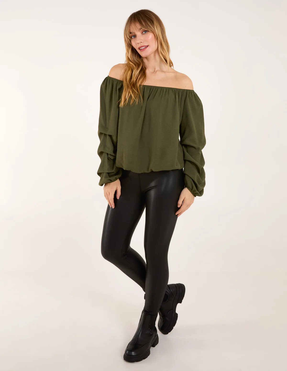 Bardot Elasticated Rouched Sleeve Top sold by Blue Vanilla product image thumbnail 2