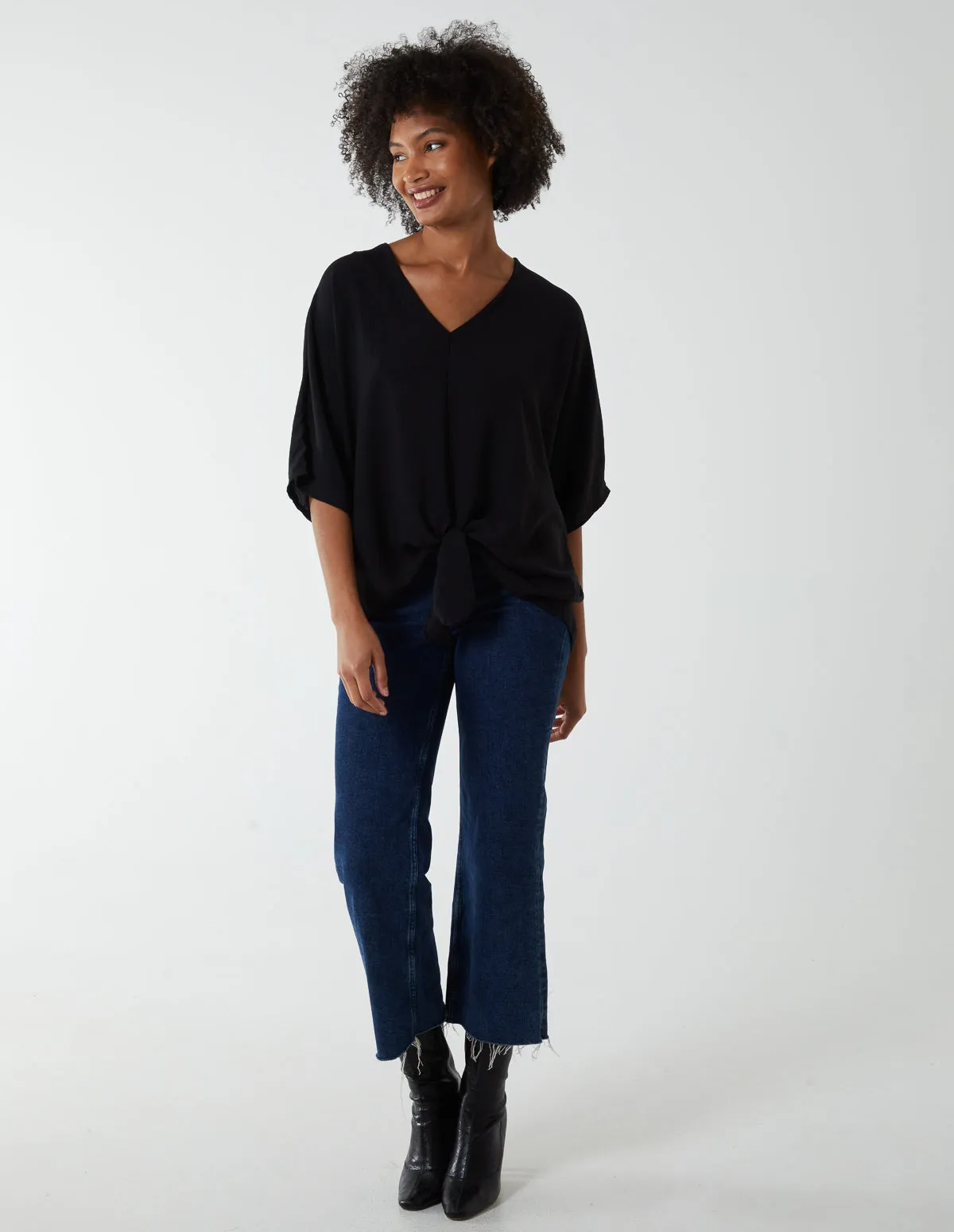 V Neck Tie Front Blouse sold by Blue Vanilla product image thumbnail 3