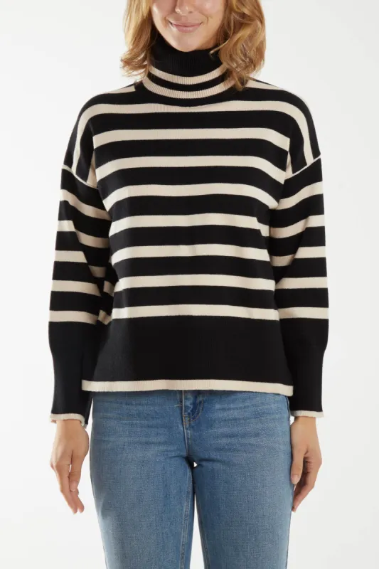 Wide Stripe Roll Neck Jumper sold by Blue Vanilla