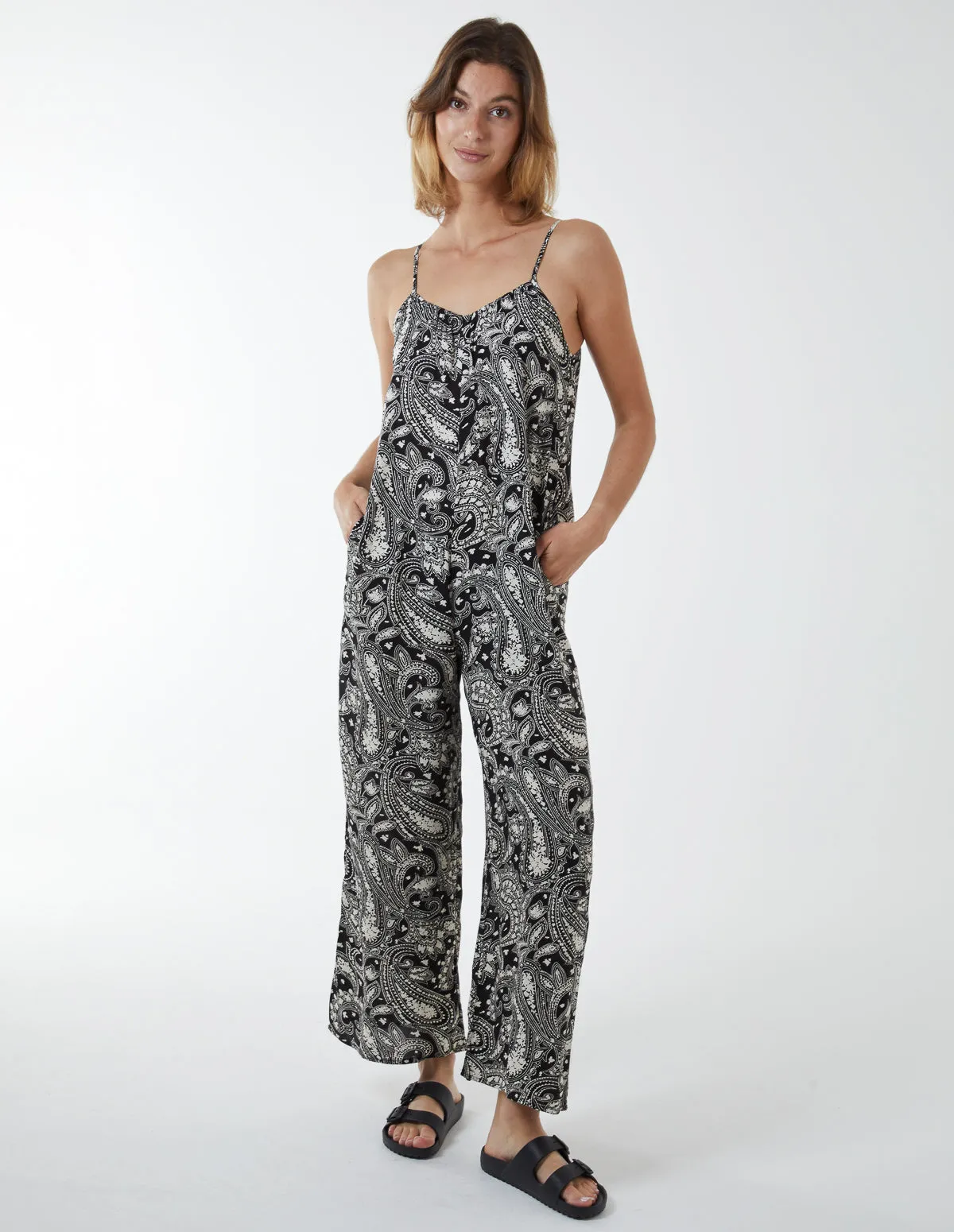 Oversized Paisley Wide Leg Jumpsuit sold by Blue Vanilla