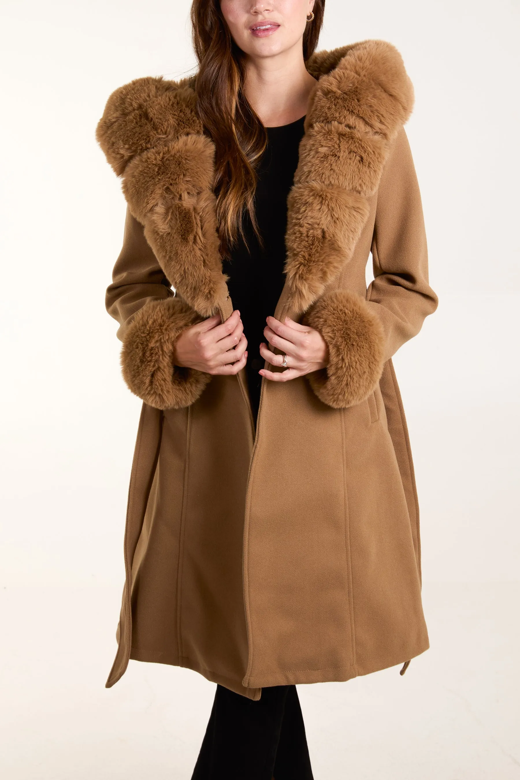 Faux Fur Trim Double Breasted Coat sold by Blue Vanilla product image thumbnail 2