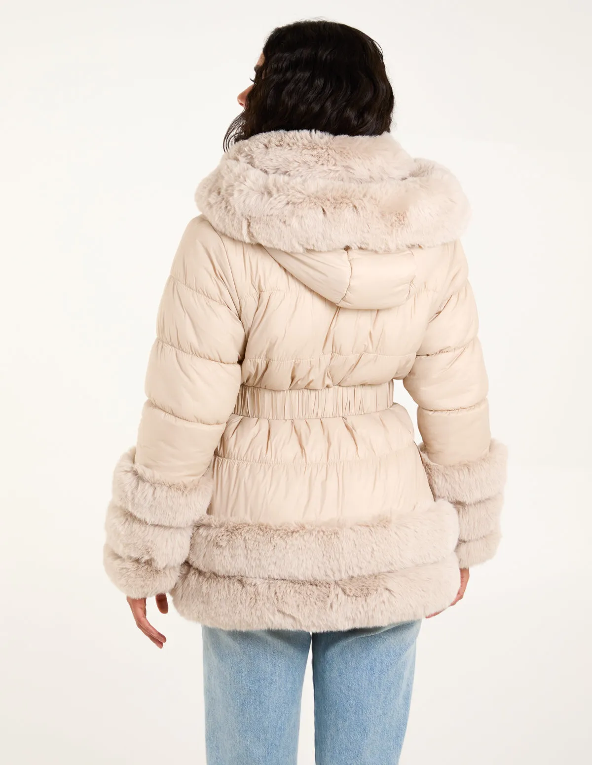 Faux Fur Trim Belted Puffer Coat sold by Blue Vanilla product image thumbnail 4