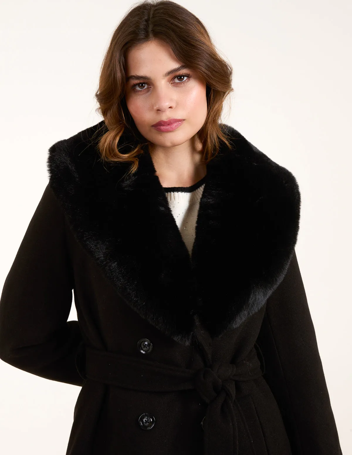 Faux Fur Belted Coat sold by Blue Vanilla product image thumbnail 2
