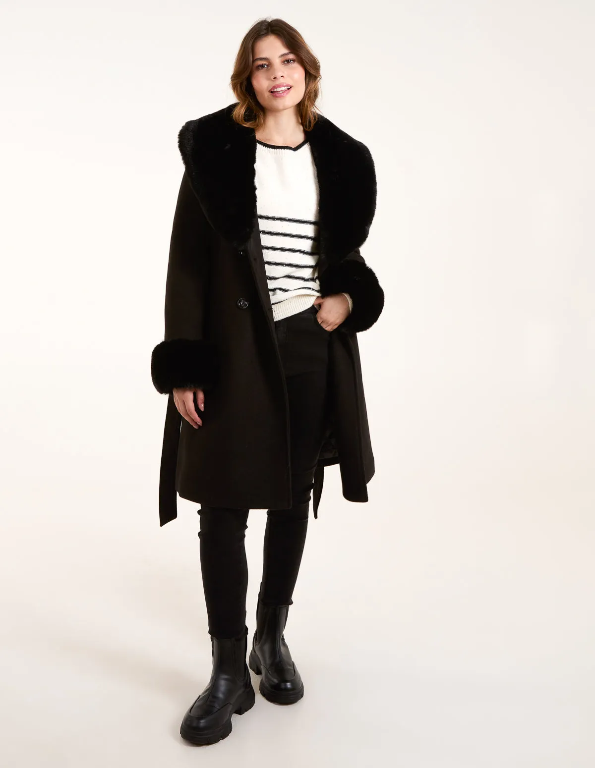Faux Fur Belted Coat sold by Blue Vanilla product image thumbnail 3