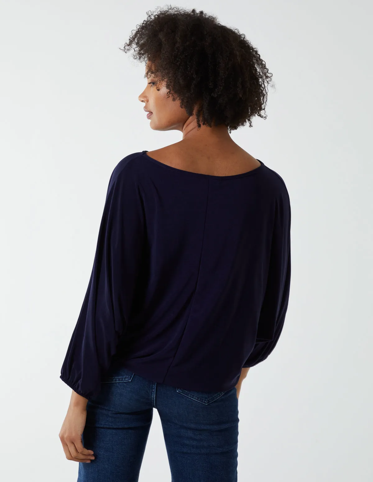 Batwing Necklace Elasticated Hem Top sold by Blue Vanilla product image thumbnail 4