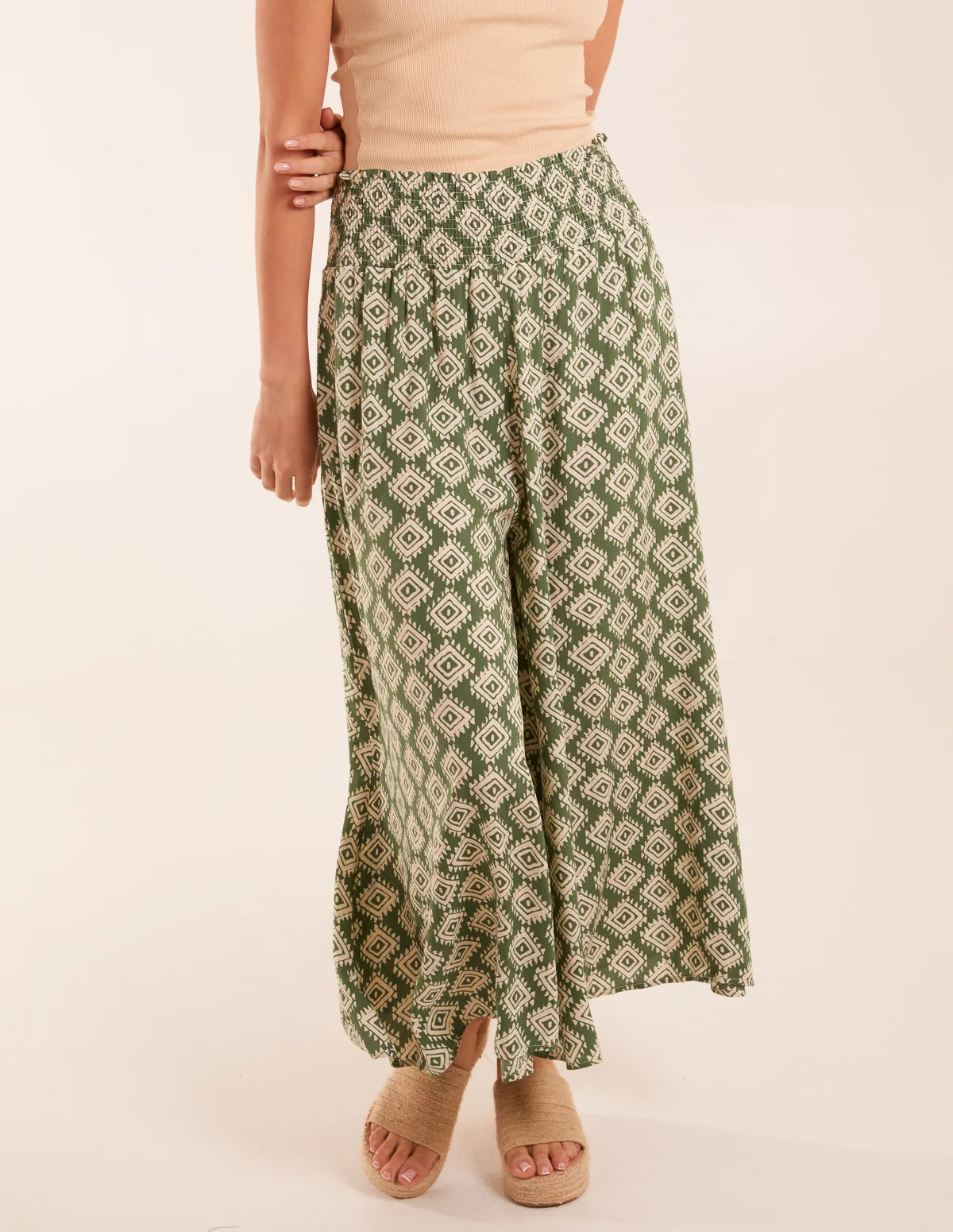 Shirred Waist Wide Leg Aztec Trousers sold by Blue Vanilla product image thumbnail 2