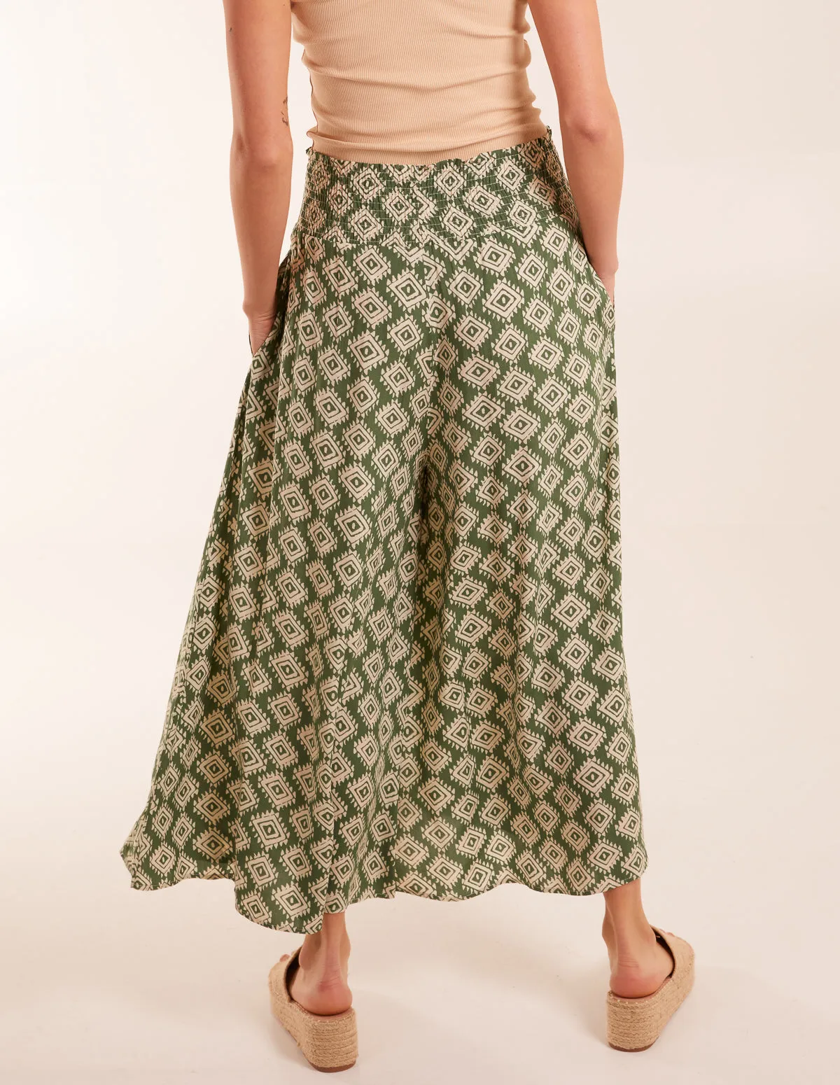 Shirred Waist Wide Leg Aztec Trousers sold by Blue Vanilla product image thumbnail 4