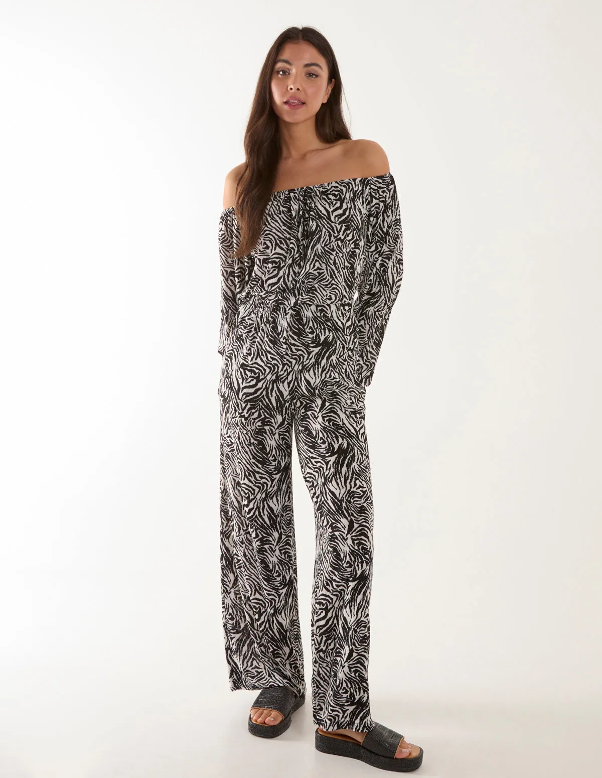 Off The Shoulder Top And Wide Leg Trousers Set sold by Blue Vanilla product image thumbnail 3