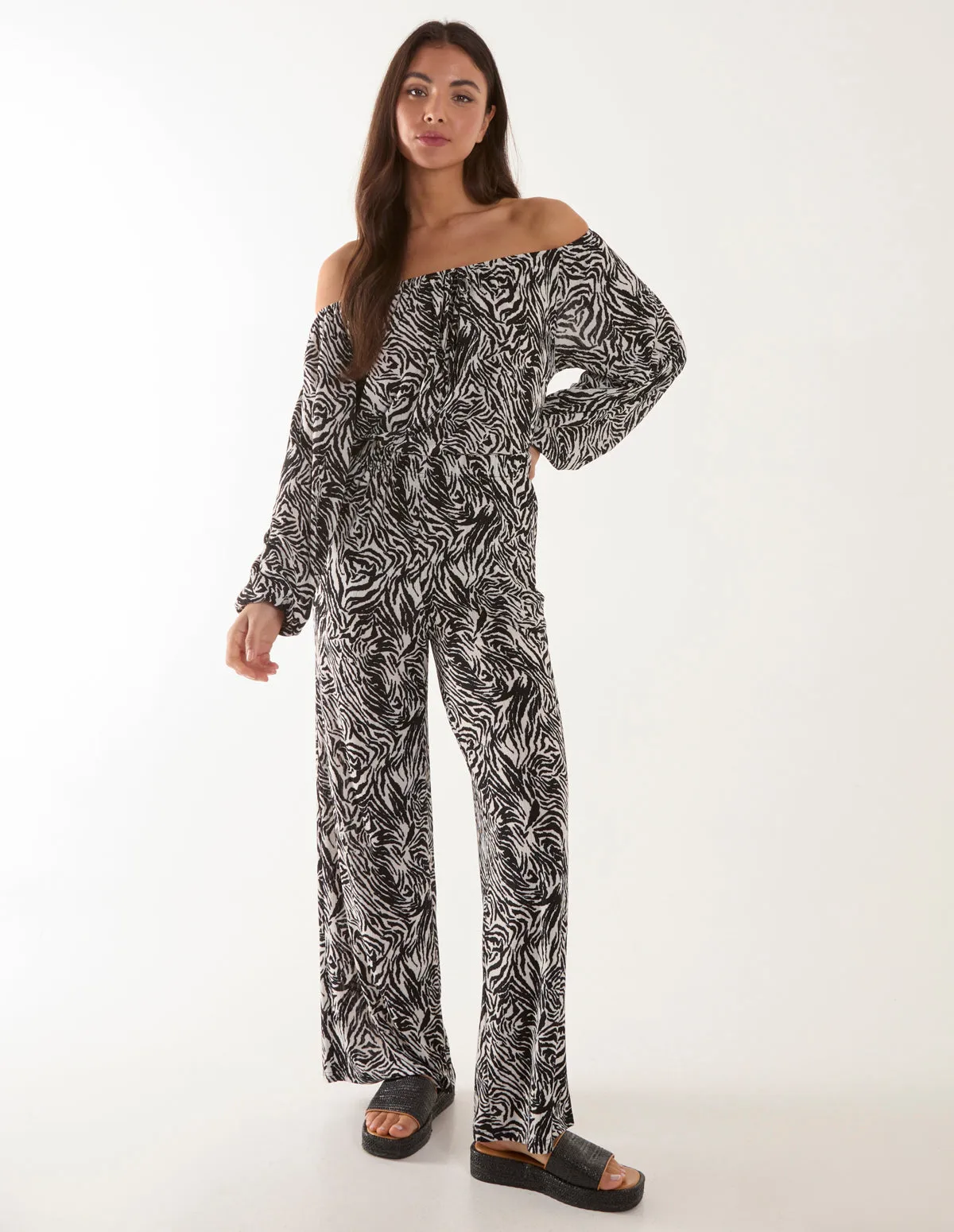 Off The Shoulder Top And Wide Leg Trousers Set sold by Blue Vanilla