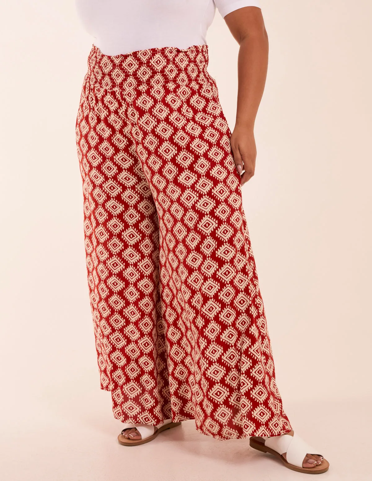 Curve Shirred Wide Leg Aztec Trousers sold by Blue Vanilla product image thumbnail 2