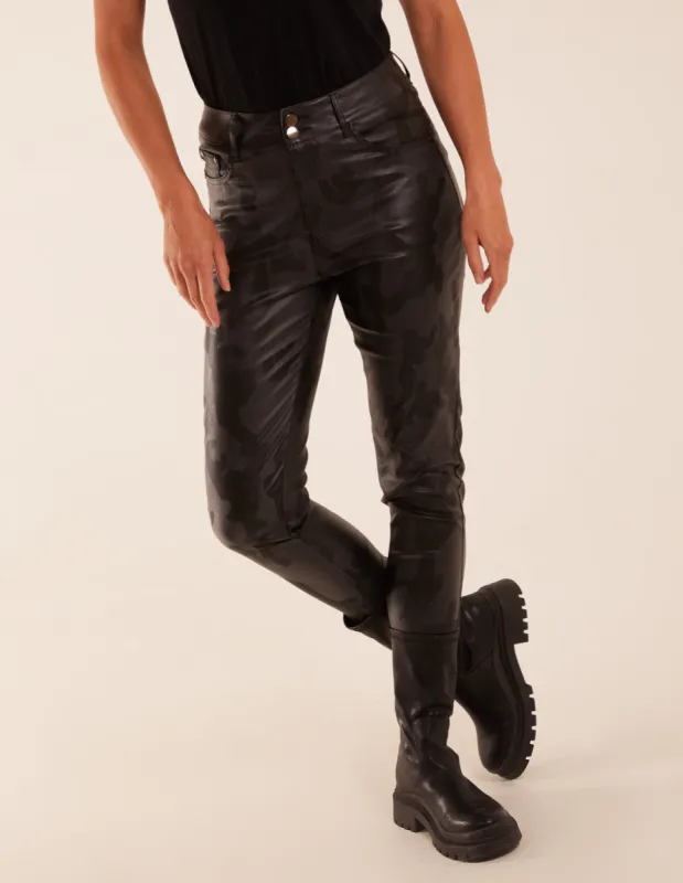 Camouflage PU Leather Skinny Jeans sold by Blue Vanilla