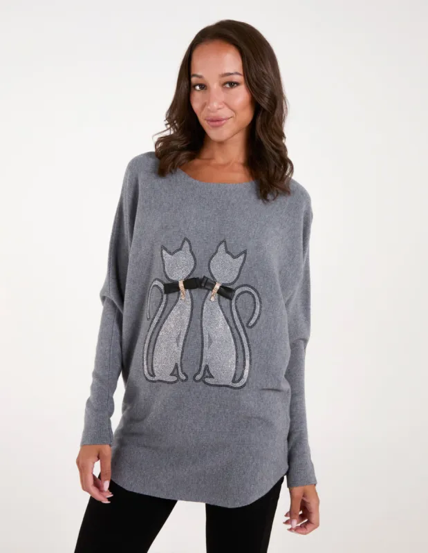 Embellished Cat Jumper made by Blue Vanilla
